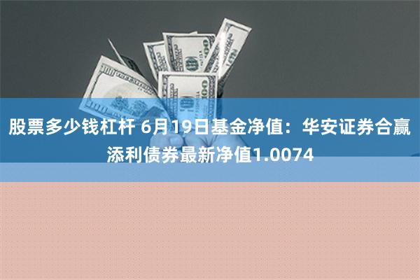 股票多少钱杠杆 6月19日基金净值：华安证券合赢添利债券最新净值1.0074