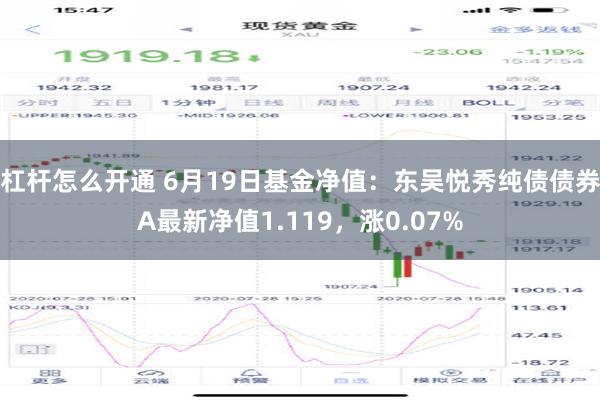 杠杆怎么开通 6月19日基金净值：东吴悦秀纯债债券A最新净值1.119，涨0.07%